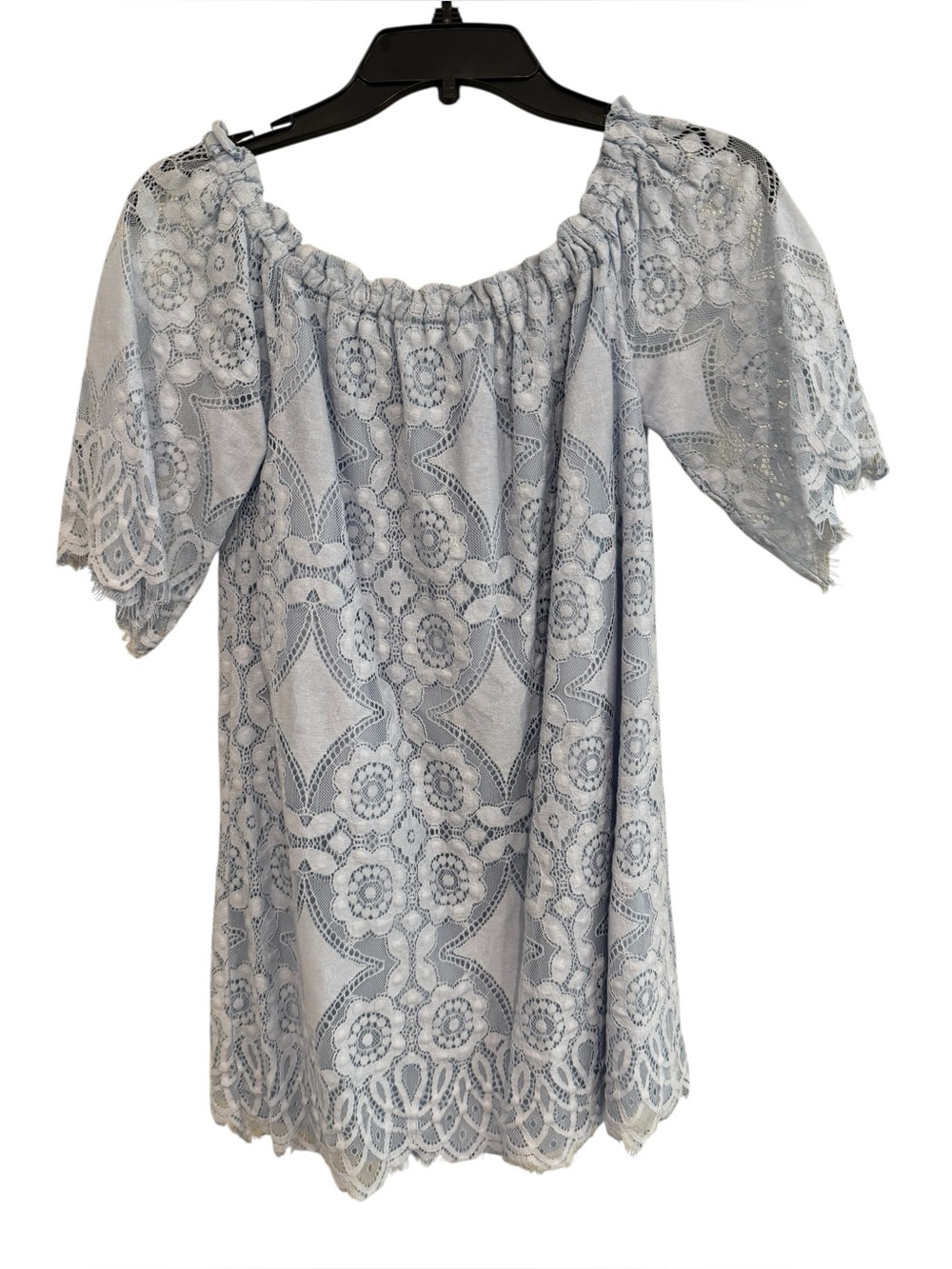 BB Dakota Light Blue Lace Off-Shoulder Dress